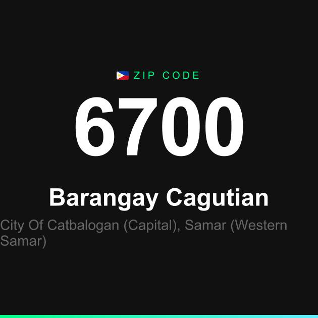 Shareable ZIP code 6700 card for Barangay Cagutian