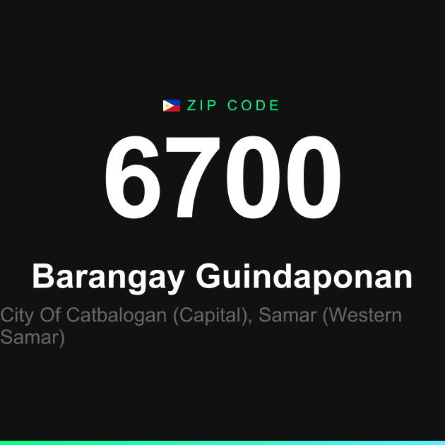 Shareable ZIP code 6700 card for Barangay Guindaponan