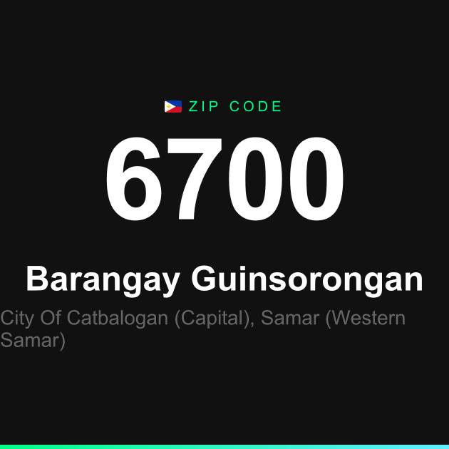 Shareable ZIP code 6700 card for Barangay Guinsorongan