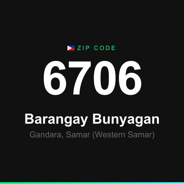 Shareable ZIP code 6706 card for Barangay Bunyagan