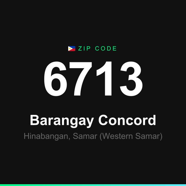 Shareable ZIP code 6713 card for Barangay Concord