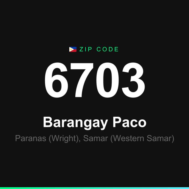 Shareable ZIP code 6703 card for Barangay Paco