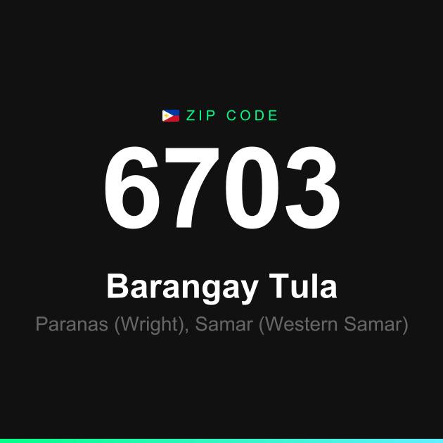 Shareable ZIP code 6703 card for Barangay Tula