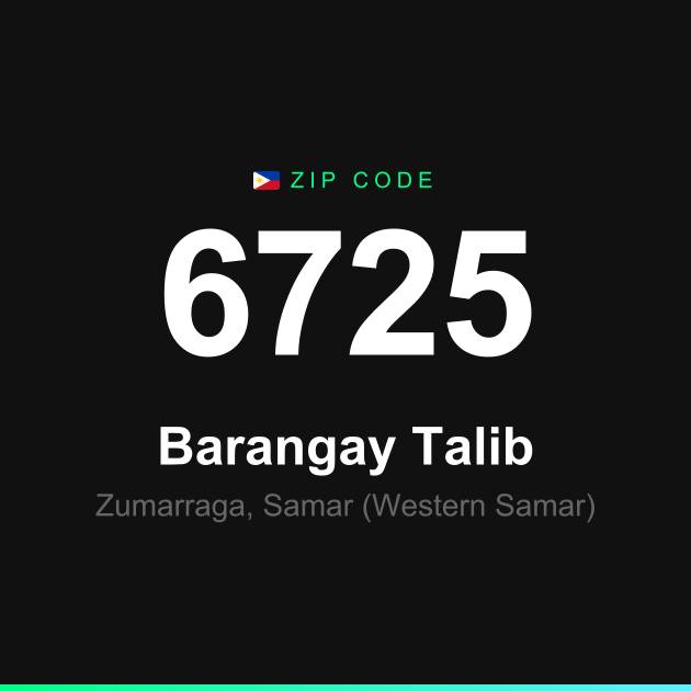 Shareable ZIP code 6725 card for Barangay Talib