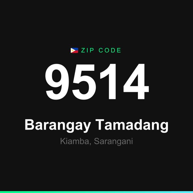 Shareable ZIP code 9514 card for Barangay Tamadang