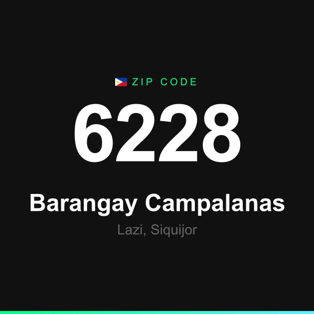 Shareable ZIP code 6228 card for Barangay Campalanas