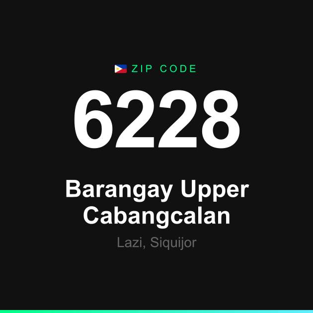 Shareable ZIP code 6228 card for Barangay Upper Cabangcalan