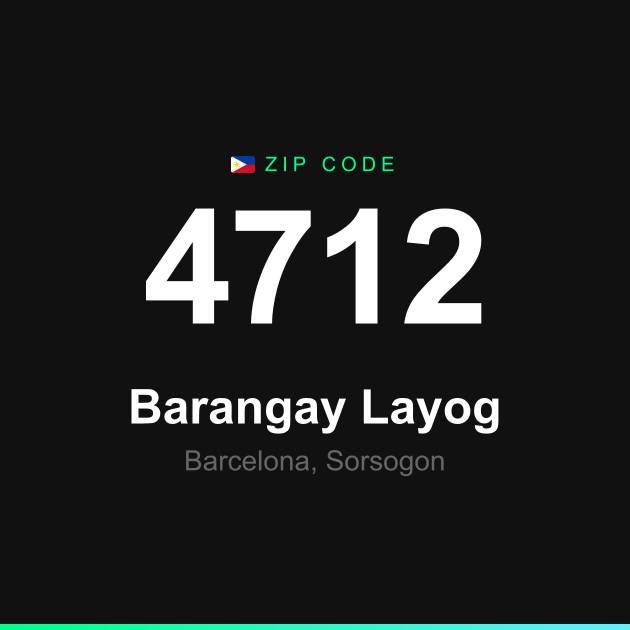 Shareable ZIP code 4712 card for Barangay Layog