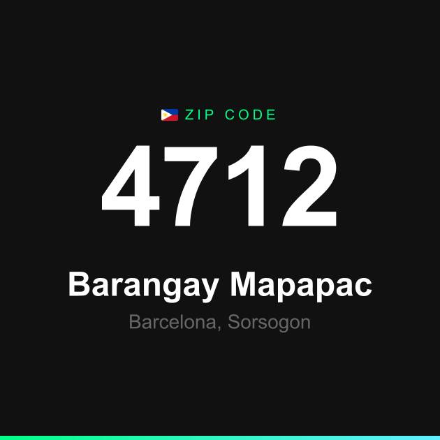 Shareable ZIP code 4712 card for Barangay Mapapac