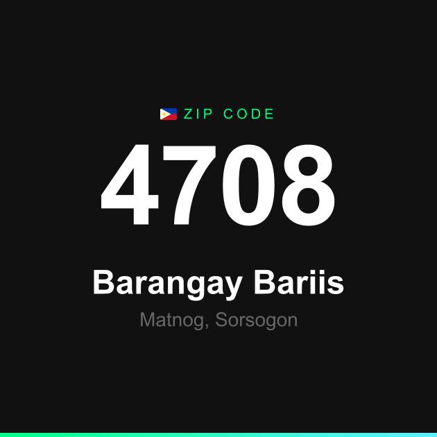 Shareable ZIP code 4708 card for Barangay Bariis
