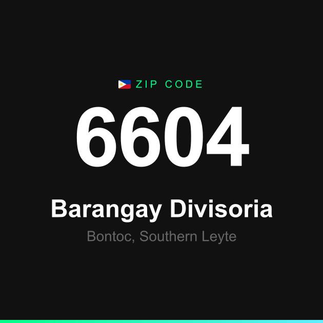 Shareable ZIP code 6604 card for Barangay Divisoria