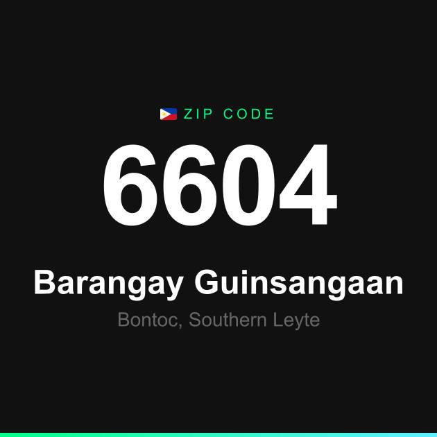 Shareable ZIP code 6604 card for Barangay Guinsangaan