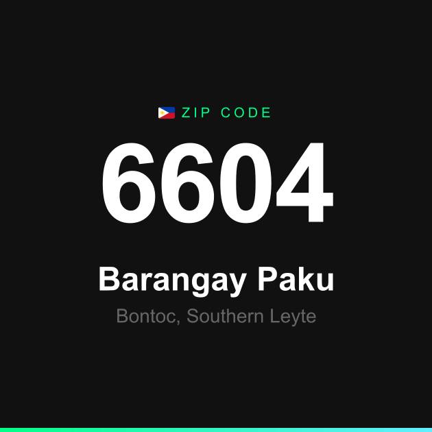 Shareable ZIP code 6604 card for Barangay Paku
