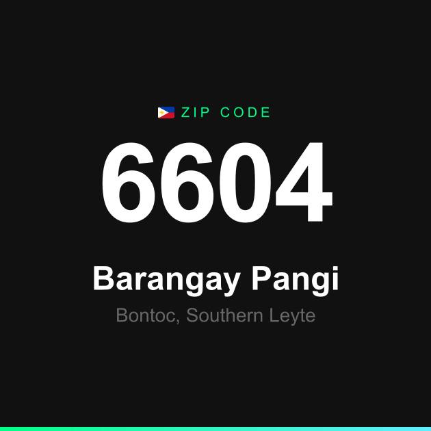 Shareable ZIP code 6604 card for Barangay Pangi