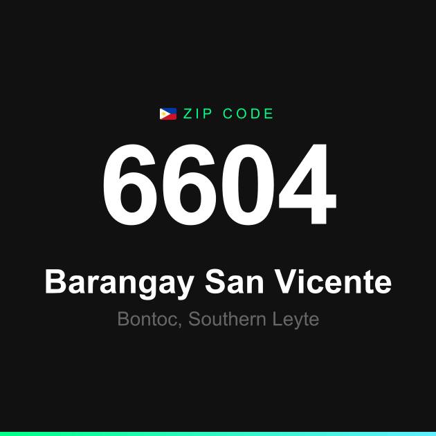 Shareable ZIP code 6604 card for Barangay San Vicente
