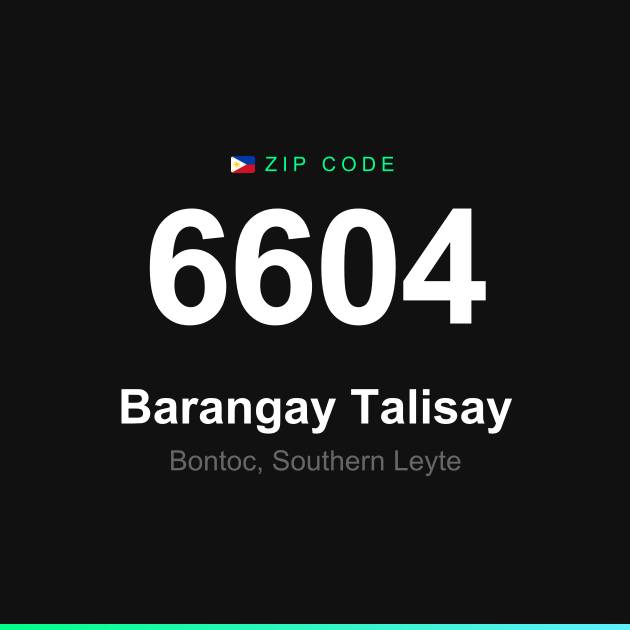 Shareable ZIP code 6604 card for Barangay Talisay