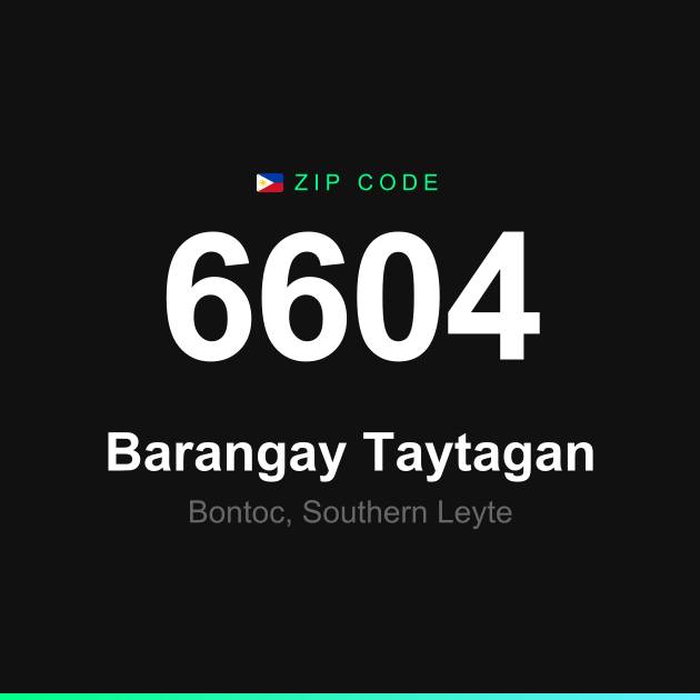 Shareable ZIP code 6604 card for Barangay Taytagan