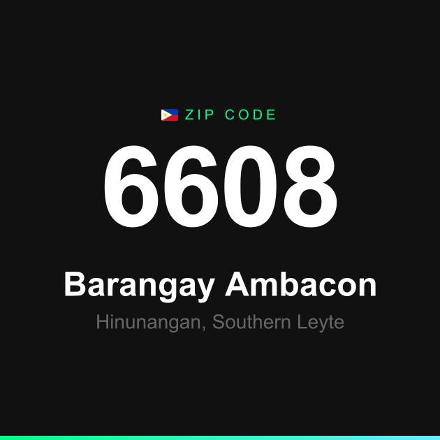 Shareable ZIP code 6608 card for Barangay Ambacon