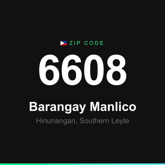 Shareable ZIP code 6608 card for Barangay Manlico