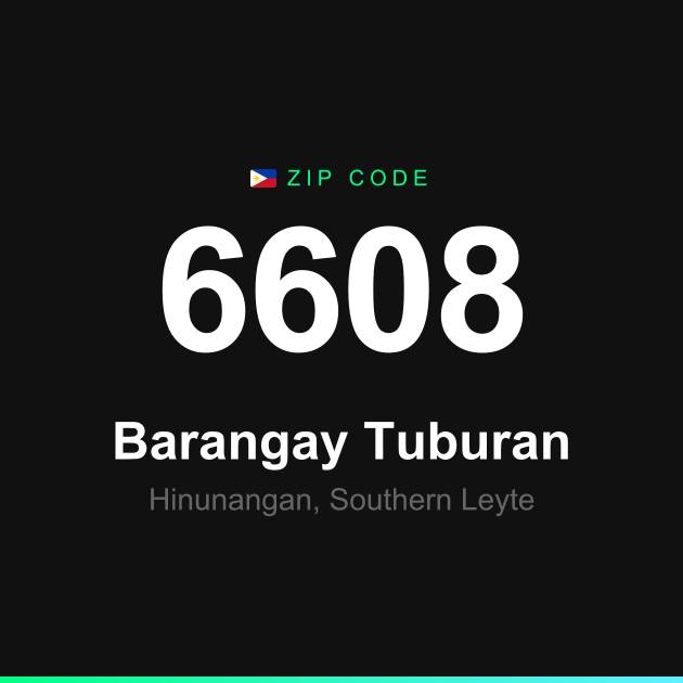 Shareable ZIP code 6608 card for Barangay Tuburan
