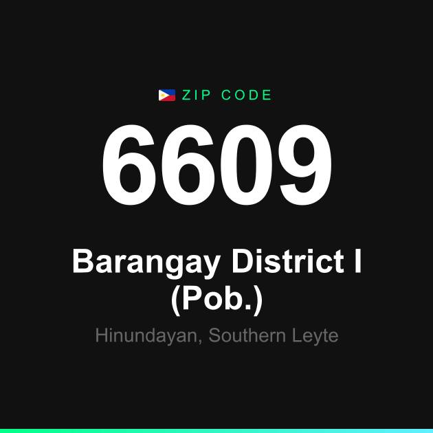 Shareable ZIP code 6609 card for Barangay District I (Pob.)