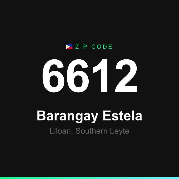 Shareable ZIP code 6612 card for Barangay Estela