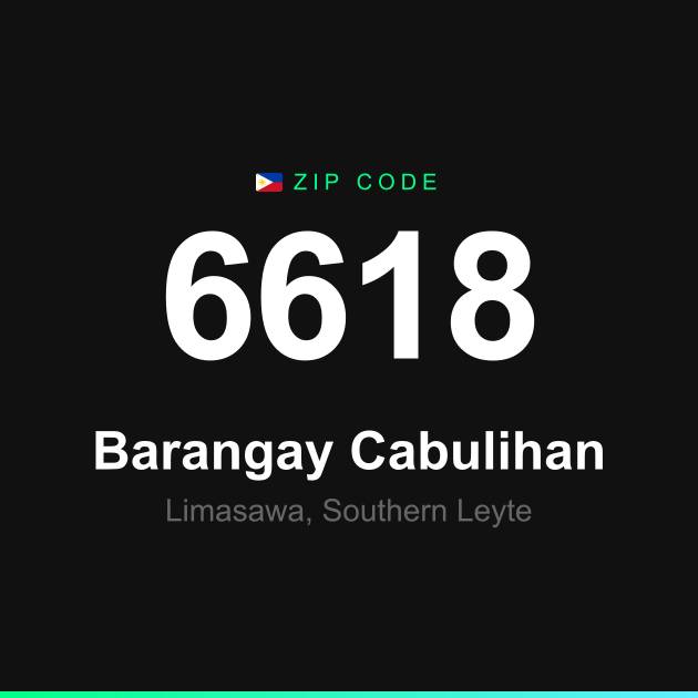 Shareable ZIP code 6618 card for Barangay Cabulihan