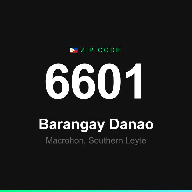 Shareable ZIP code 6601 card for Barangay Danao