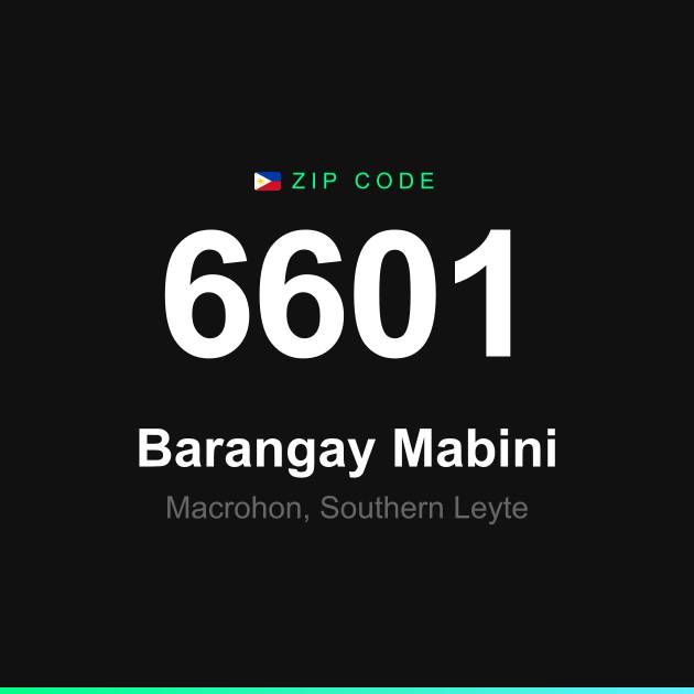 Shareable ZIP code 6601 card for Barangay Mabini