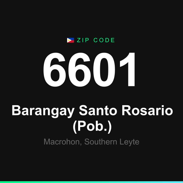 Shareable ZIP code 6601 card for Barangay Santo Rosario (Pob.)