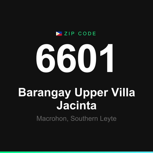Shareable ZIP code 6601 card for Barangay Upper Villa Jacinta