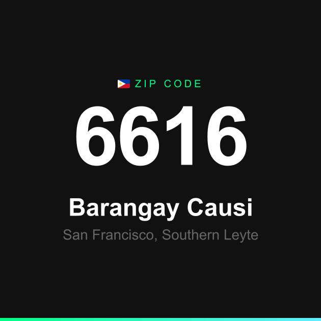 Shareable ZIP code 6616 card for Barangay Causi