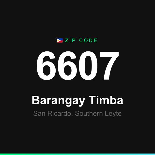 Shareable ZIP code 6607 card for Barangay Timba