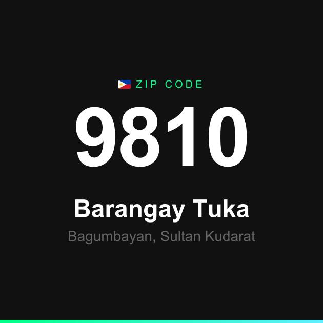 Shareable ZIP code 9810 card for Barangay Tuka