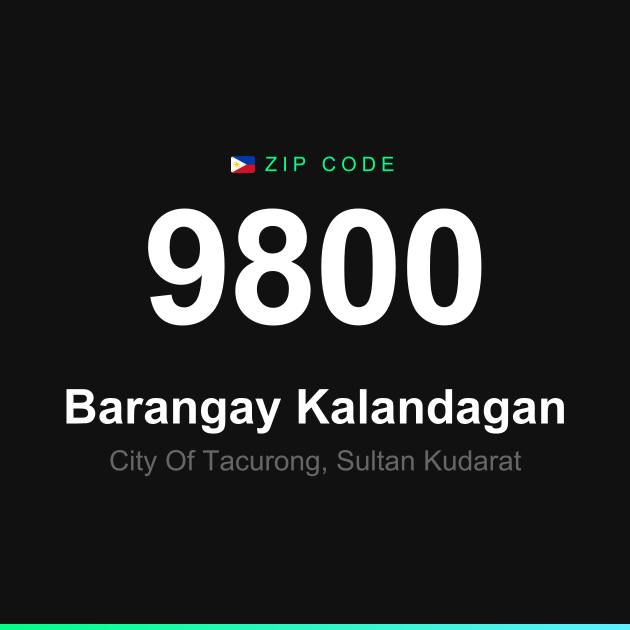 Shareable ZIP code 9800 card for Barangay Kalandagan