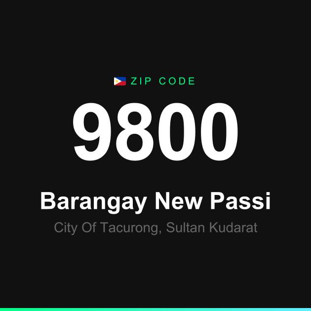Shareable ZIP code 9800 card for Barangay New Passi