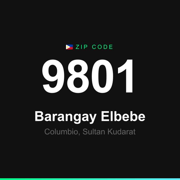 Shareable ZIP code 9801 card for Barangay Elbebe