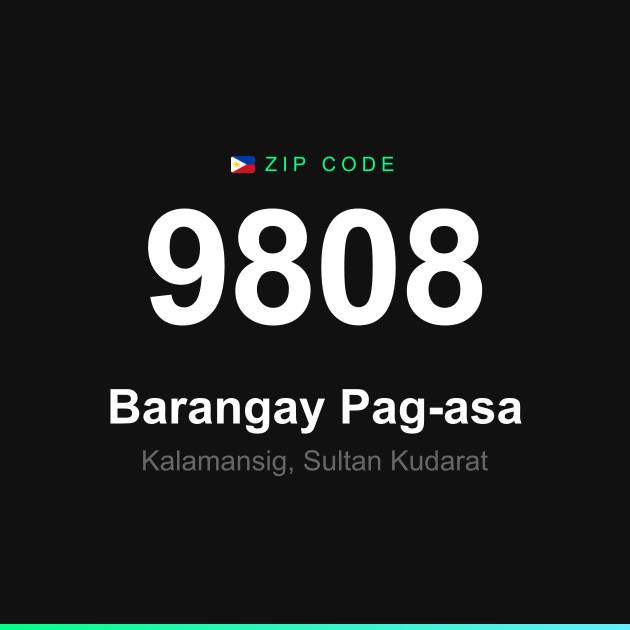 Shareable ZIP code 9808 card for Barangay Pag-asa