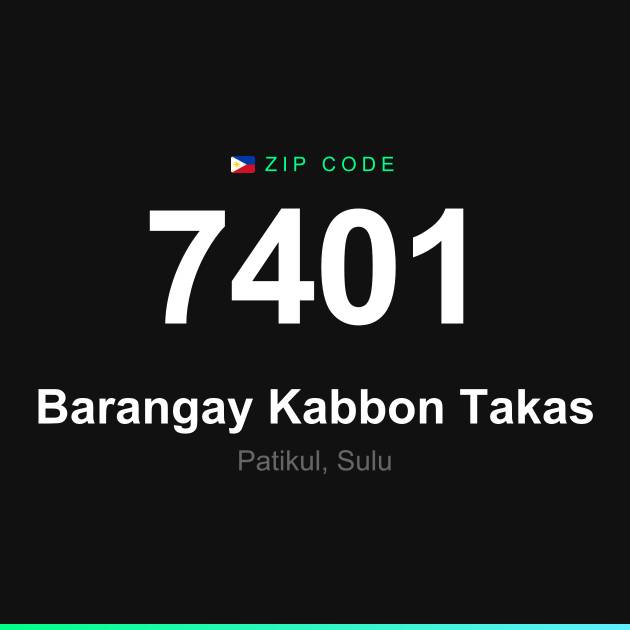 Shareable ZIP code 7401 card for Barangay Kabbon Takas