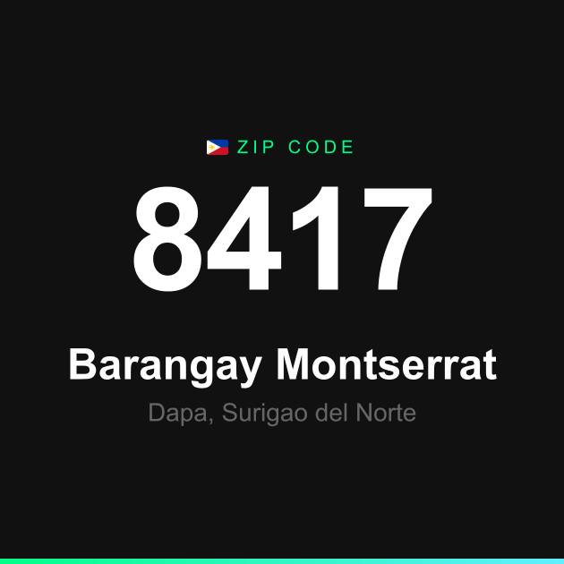 Shareable ZIP code 8417 card for Barangay Montserrat