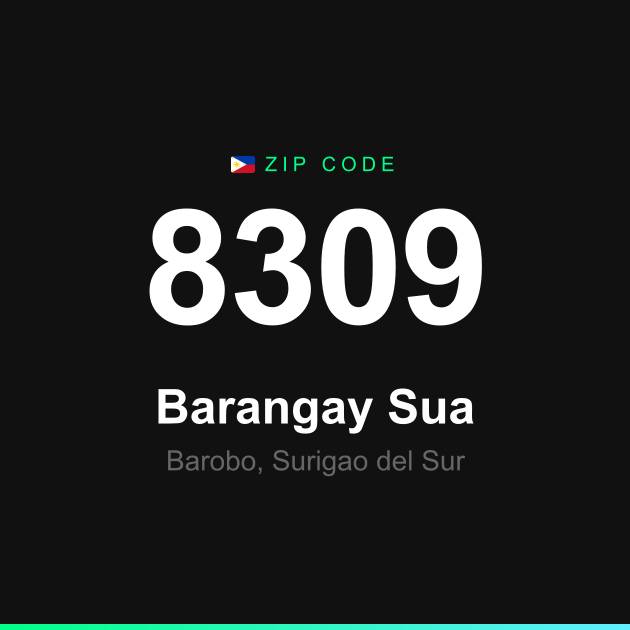 Shareable ZIP code 8309 card for Barangay Sua