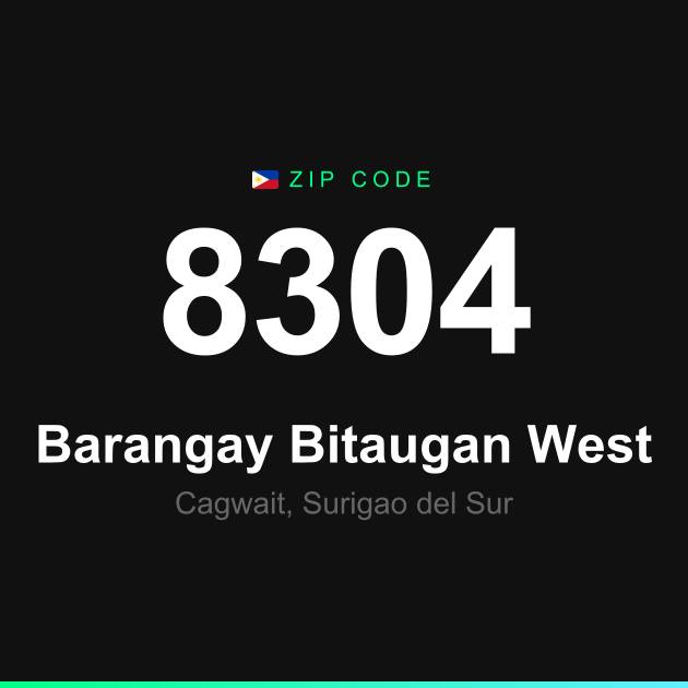 Shareable ZIP code 8304 card for Barangay Bitaugan West