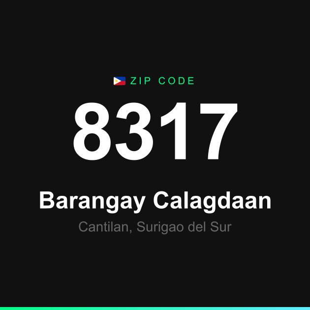 Shareable ZIP code 8317 card for Barangay Calagdaan