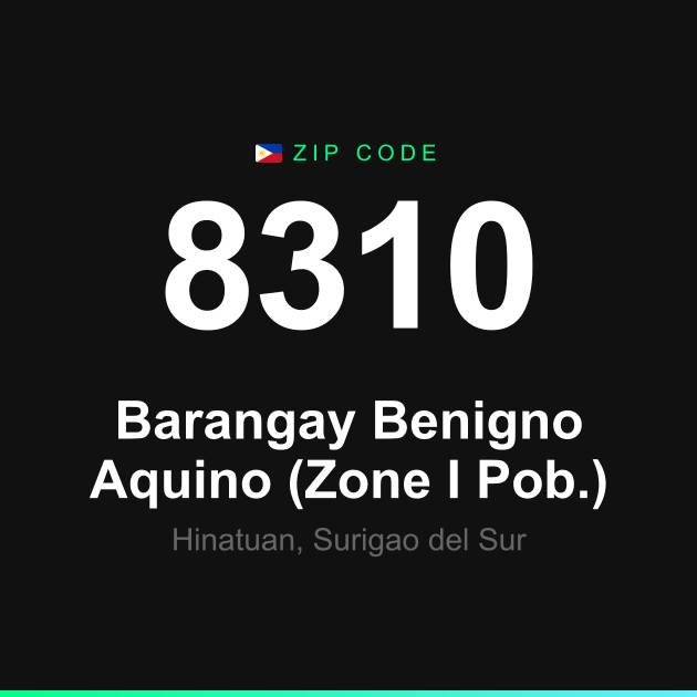 Shareable ZIP code 8310 card for Barangay Benigno Aquino (Zone I Pob.)