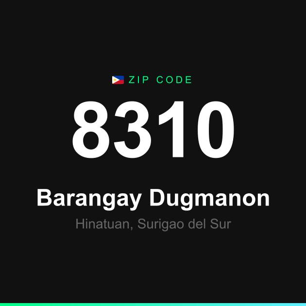 Shareable ZIP code 8310 card for Barangay Dugmanon