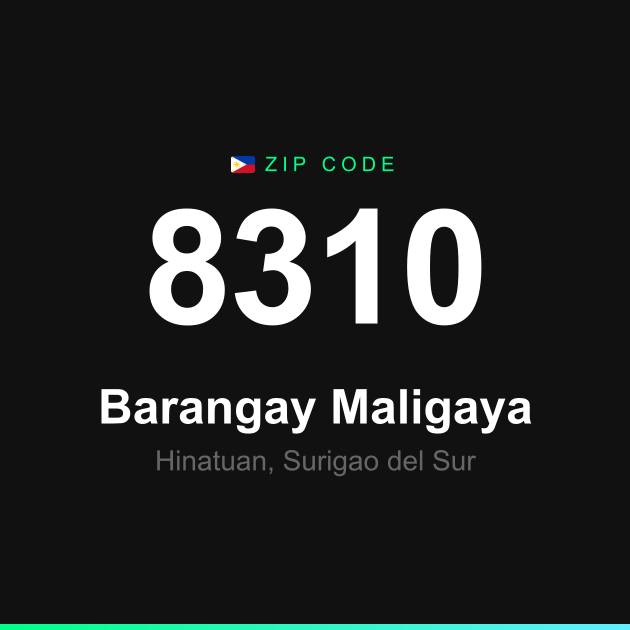 Shareable ZIP code 8310 card for Barangay Maligaya