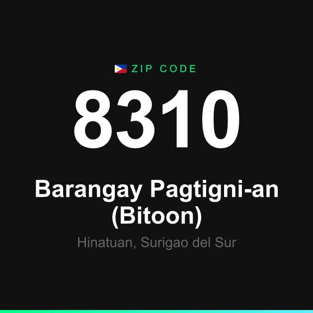 Shareable ZIP code 8310 card for Barangay Pagtigni-an (Bitoon)