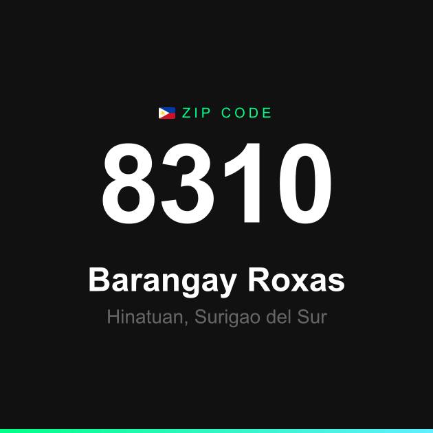 Shareable ZIP code 8310 card for Barangay Roxas