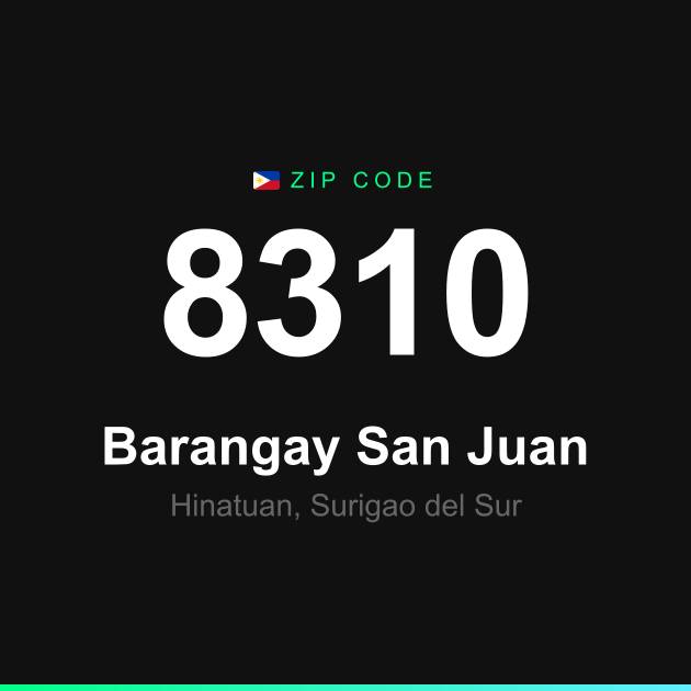 Shareable ZIP code 8310 card for Barangay San Juan