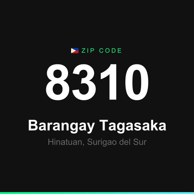 Shareable ZIP code 8310 card for Barangay Tagasaka